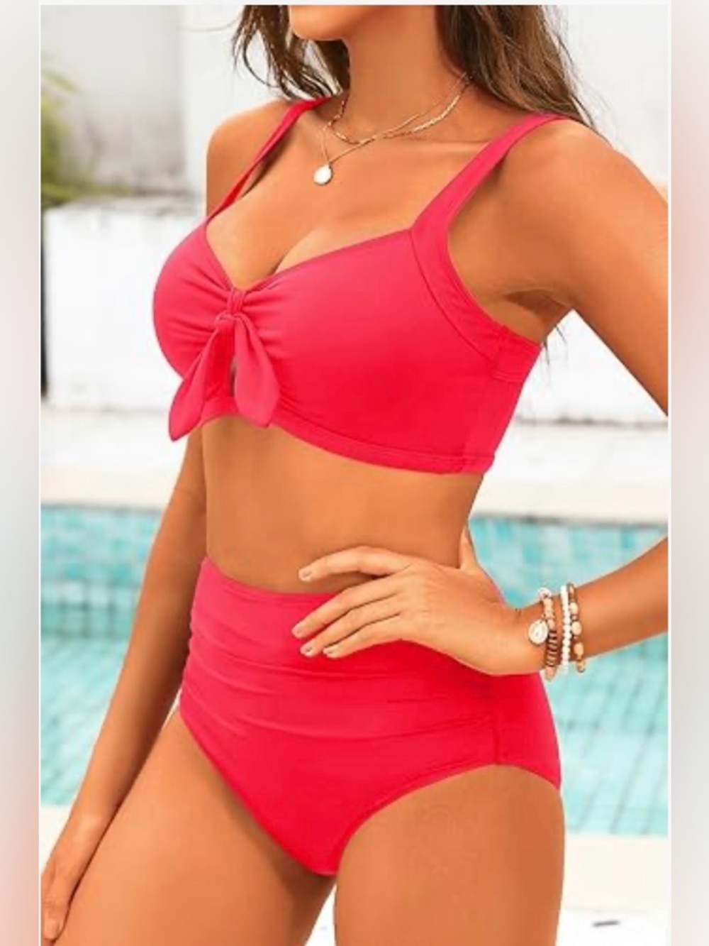 Tempt Me Two Piece Swimsuit- High Waisted Tummy Control Bathing Suits Ruched - Picture 4 of 7
